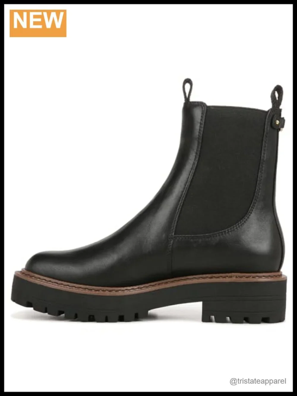 Waterproof Chelsea Ankle Boot Lug Sole Slip-On Round Toe Block Heel